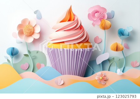 Whimsical treats colorful cupcake photography in a charming garden setting 123025793