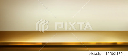 Sleek golden shiny metal kitchen desk surface Sleek golden shiny metal kitchen desk surface 123025864