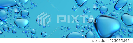 Blue background with clear water droplets pattern. 123025865