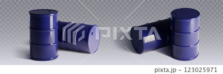 Dark blue metal oil barrel 123025971
