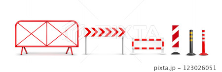 Road barriers and fences set 123026051