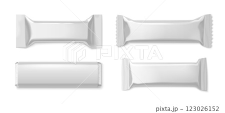 Chocolate bar mockup set with blank white package 123026152