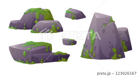 Moss covered stone blocks and swamp rocks set Moss covered stone blocks and swamp rocks set 123026167