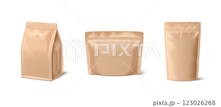 Beige kraft paper coffee bag mockup set 123026268