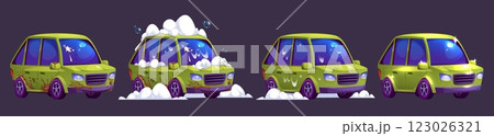 Car wash cartoon vector. Dirty and clean auto 123026321