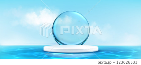 Water themed podium display 123026333