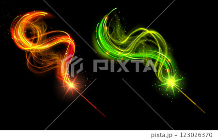 Magic wands set isolated on black background 123026370