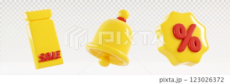 3D discount coupon icons set 123026372