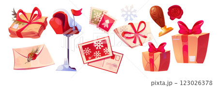 Christmas red mail box with letter to Santa Claus 123026378