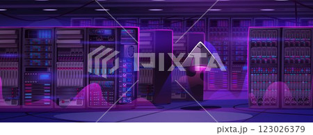 Modern server room with data storage equipment 123026379