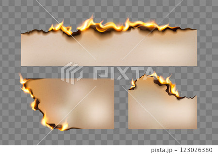Burnt paper edge with flame effect. Fire texture Burnt paper edge with flame effect. Fire texture 123026380