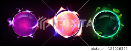 Energy light ball. Magic power glow effect sphere 123026393