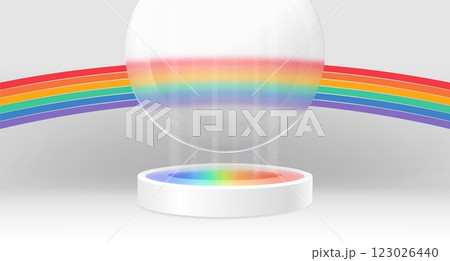 Minimalist podium with rainbow stripes. Minimalist podium with rainbow stripes. 123026440