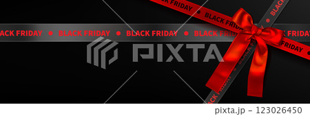 Black Friday sale red ribbon banner for discount 123026450