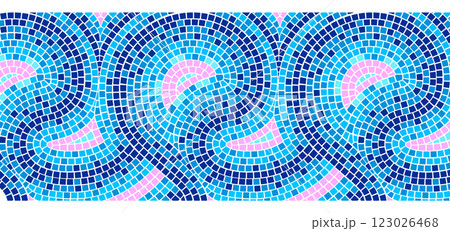 Mosaic pattern with marine design 123026468
