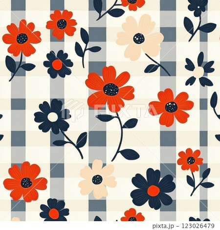 Vibrant floral pattern design digital art home decor bright colors top view nature inspired 123026479