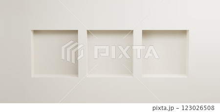 Empty square niche in white wall. 123026508