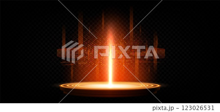 Vibrant red neon glow tech portal. 123026531