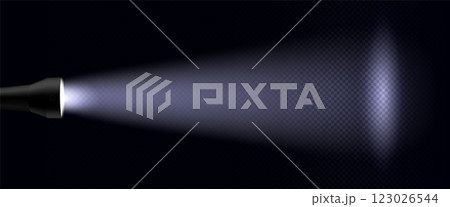 Flashlight beam on transparent background Flashlight beam on transparent background 123026544