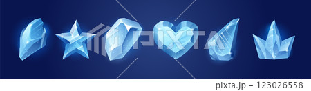 Crystal ice formations of different shapes 123026558