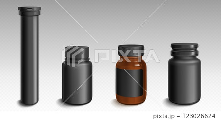 Black pharmaceutical containers 123026624