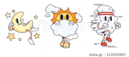 Groovy weather characters set 123026667