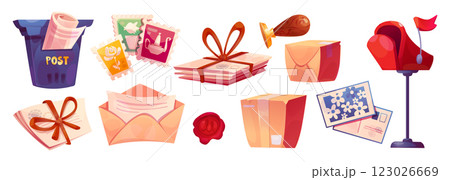Postal collection with cartoon letterbox 123026669