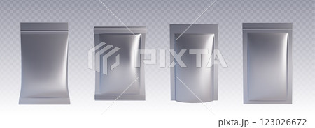 Foil pouch bag mockup. Plastic sachet pack vecor 123026672