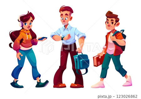 Young people characters in modern casual outfits 123026862