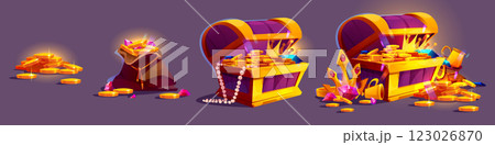 Growing gold and diamond treasure pile. Growing gold and diamond treasure pile. 123026870