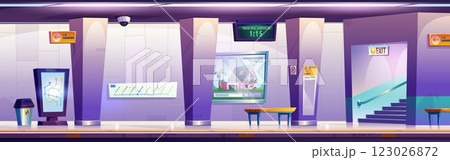 Modern subway station platform interior Modern subway station platform interior 123026872