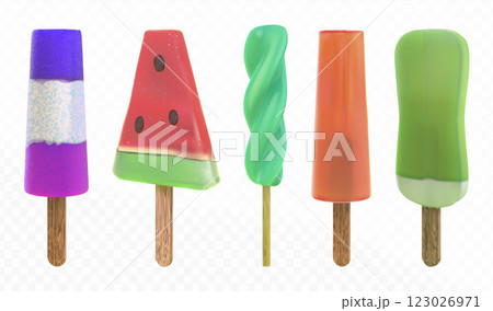 Fruit ice cream set on transparent background Fruit ice cream set on transparent background 123026971