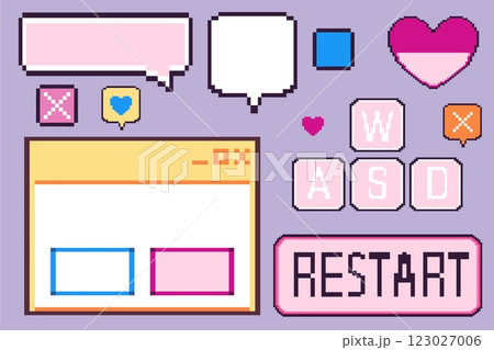 Retro software user interface elements set 123027006