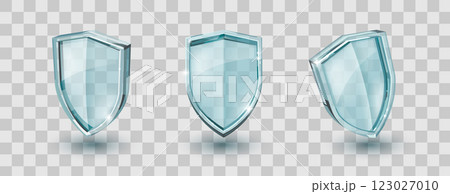 3d transparent glass protect shield isolated icon 3d transparent glass protect shield isolated icon 123027010