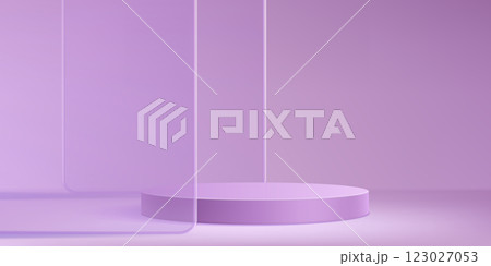 Pastel purple platform with glass panels. 123027053