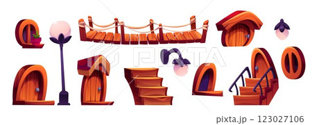 Wooden house elements set 123027106