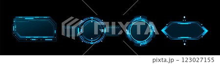 Futuristic blue frames with neon tech elements Futuristic blue frames with neon tech elements 123027155