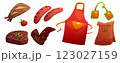 BBQ and grill cartoon elements set 123027159
