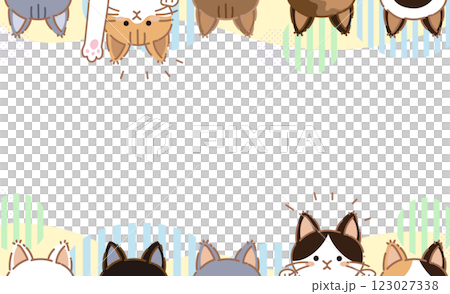 Cute cat frame, hand-feeding version, different background colors Cute cat frame, hand-feeding version, different background colors 123027338