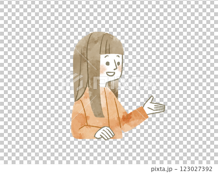 笑顔で話す女性-水彩 123027392