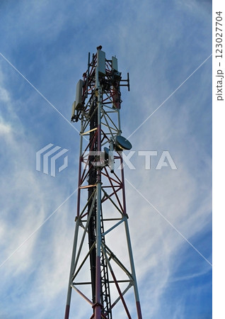 Telecommunication tower mast TV antennas wireless technology Telecommunication tower mast TV antennas wireless technology 123027704
