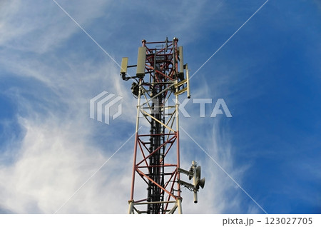 Telecommunication tower mast TV antennas wireless technology 123027705