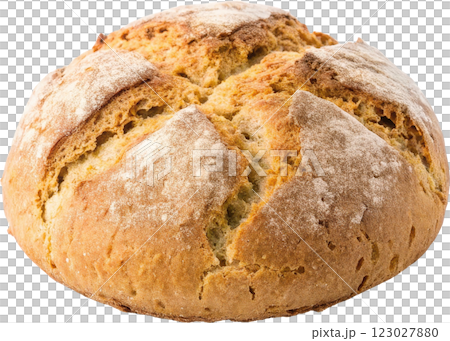 Freshly Baked Homemade Irish Soda Bread   Rustic Artisanal Loaf with Crispy Crust and Fluffy 123027880