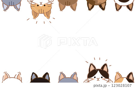 かわいい猫のフレーム　顔出しバージョン　背景なし 123028107