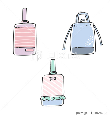 上履き袋　手書き風イラスト 123028298