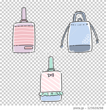 上履き袋　手書き風イラスト 123028298