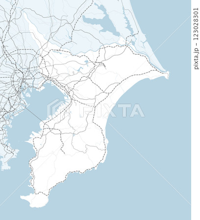 日本の千葉県と隣接する都道府県を含む、シンプルなロードマップ 123028301