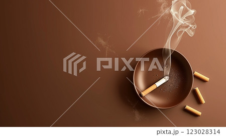 Cigarette smoke for damage healthy lifestyle poster copy space dark background 123028314