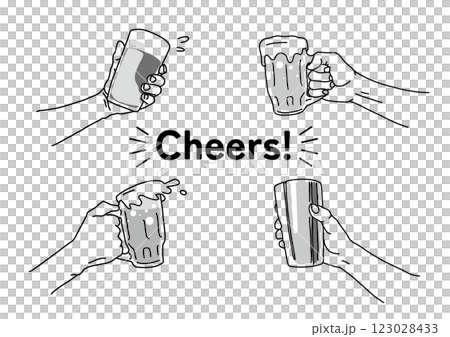 Illustration of people toasting with beer and drinks Illustration of people toasting with beer and drinks 123028433