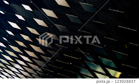 Abstract Metallic Grid. Modern Interior Perspective 123028837